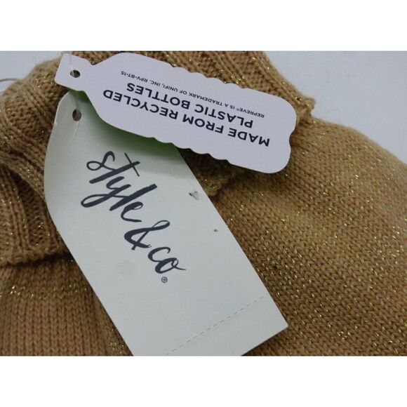 $38.00 Style & Co Women's Solid Shine Cuff Beanie, and Tech-tip Gloves, Camel - Picture 7 of 9